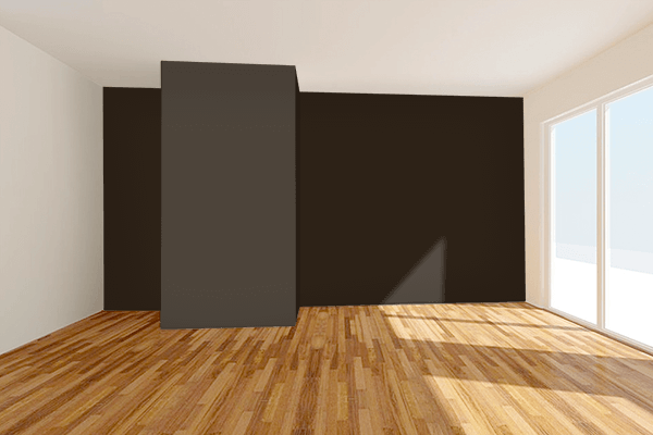 Pretty Photo frame on Brownish Black color Living room wal color