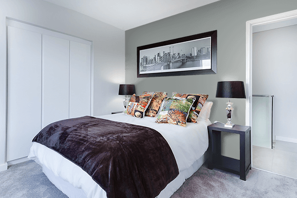 Pretty Photo frame on Nardo Gray color Bedroom interior wall color