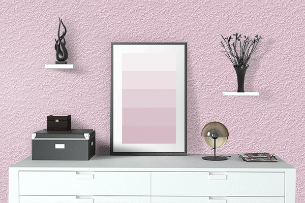 Pretty Photo frame on Mimi Pink color drawing room interior textured wall