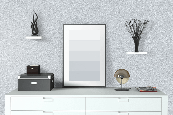Pretty Photo frame on Chrome White color drawing room interior textured wall