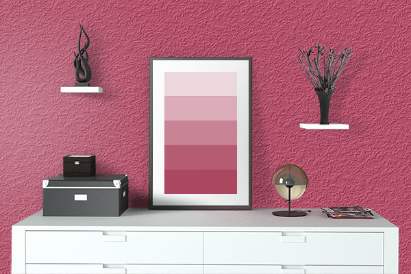 Pretty Photo frame on Rethink Pink color drawing room interior textured wall