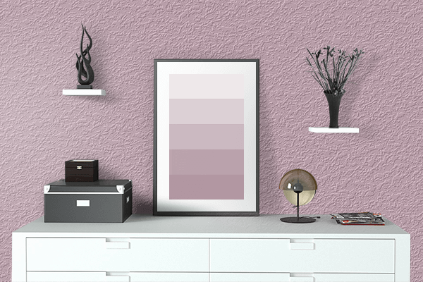 Pretty Photo frame on Pale Dusty Pink color drawing room interior textured wall