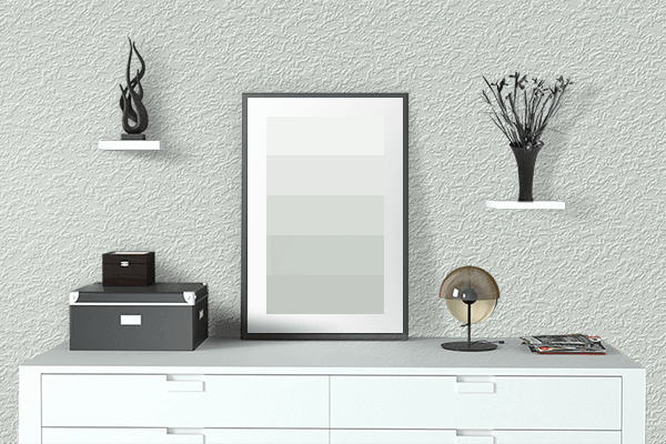 Pretty Photo frame on Ash White color drawing room interior textured wall
