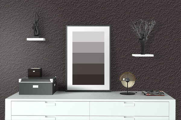 Pretty Photo frame on Black Leather color drawing room interior textured wall