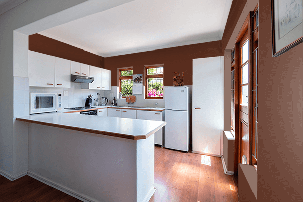 Pretty Photo frame on Brick Brown color kitchen interior wall color