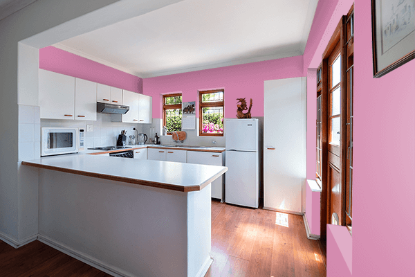 Pretty Photo frame on Carnival Pink color kitchen interior wall color