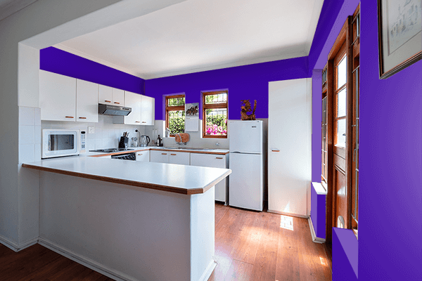 Pretty Photo frame on Intense Indigo color kitchen interior wall color