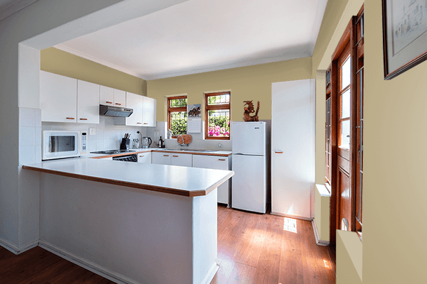 Pretty Photo frame on Rare Khaki color kitchen interior wall color