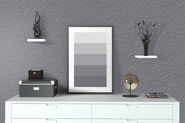 Pretty Photo frame on Acid Gray color drawing room interior textured wall