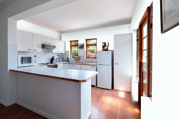 Pretty Photo frame on Mission White color kitchen interior wall color