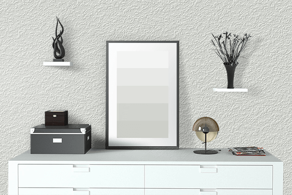 Pretty Photo frame on Nearly White color drawing room interior textured wall
