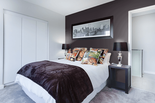 Pretty Photo frame on Liquorice Black color Bedroom interior wall color