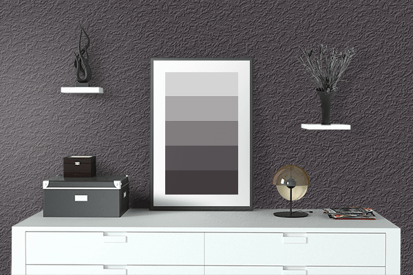 Pretty Photo frame on Liquorice Black color drawing room interior textured wall