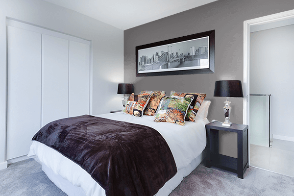 Pretty Photo frame on Boho Gray color Bedroom interior wall color
