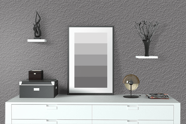 Pretty Photo frame on Boho Gray color drawing room interior textured wall