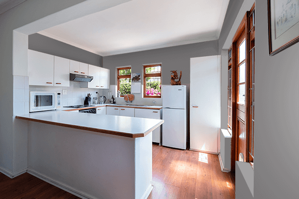 Pretty Photo frame on Boho Gray color kitchen interior wall color