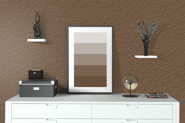 Pretty Photo frame on Tree Brown color drawing room interior textured wall
