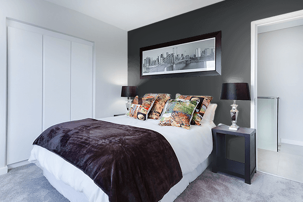 Pretty Photo frame on Alaskan Black color Bedroom interior wall color