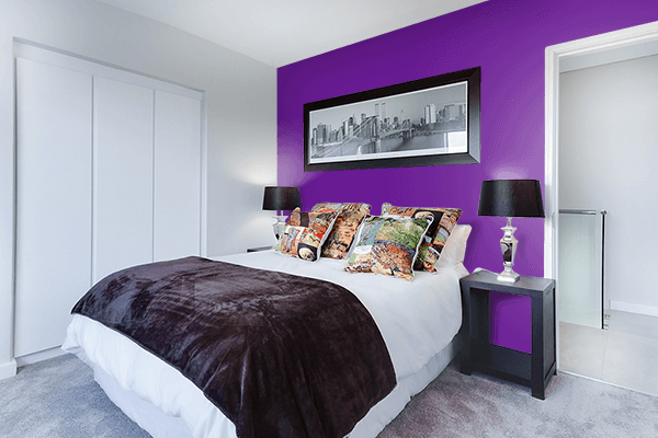 Pretty Photo frame on Cosmic Purple color Bedroom interior wall color