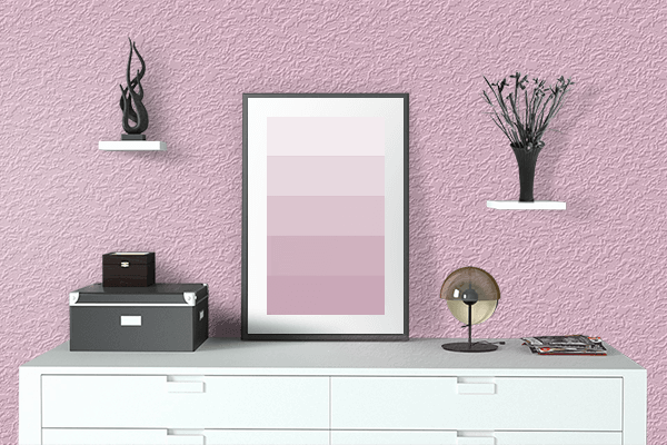 Pretty Photo frame on Pink Lady color drawing room interior textured wall