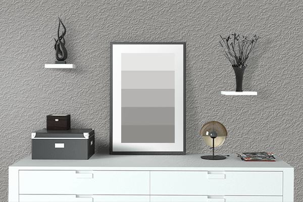 Pretty Photo frame on English Gray color drawing room interior textured wall