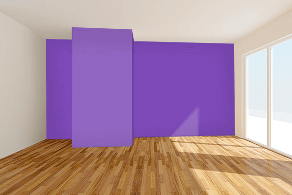 Pretty Photo frame on Azalea Purple color Living room wal color