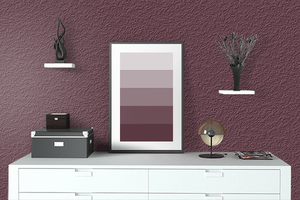 Pretty Photo frame on Brown Purple color drawing room interior textured wall
