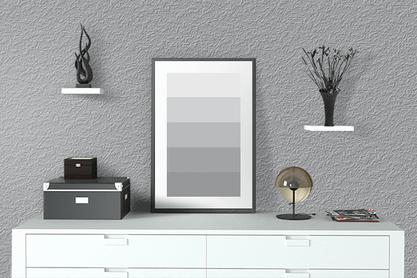 Pretty Photo frame on Aesthetic Silver color drawing room interior textured wall