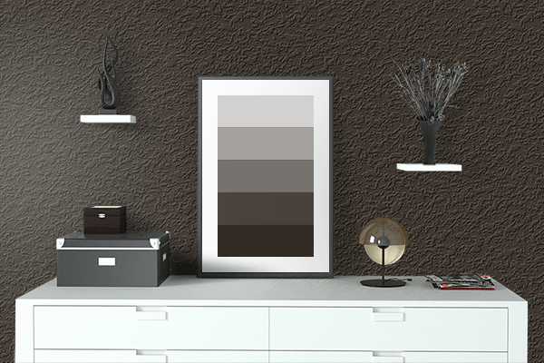 Pretty Photo frame on Black Hair color drawing room interior textured wall