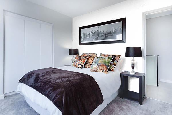 Pretty Photo frame on Pure White color Bedroom interior wall color