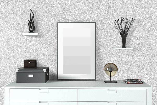 Pretty Photo frame on Pure White color drawing room interior textured wall