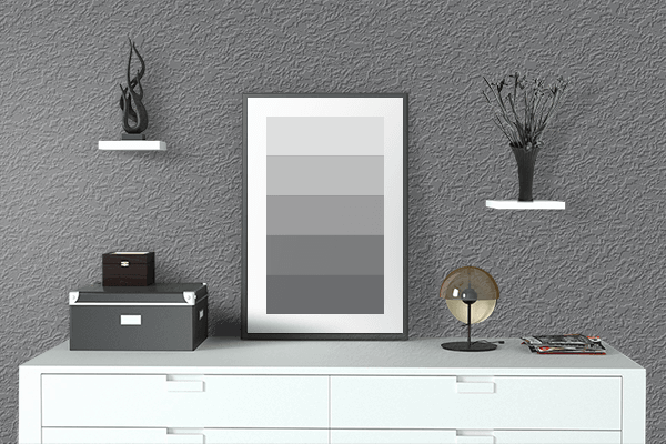 Pretty Photo frame on Corporate Gray color drawing room interior textured wall