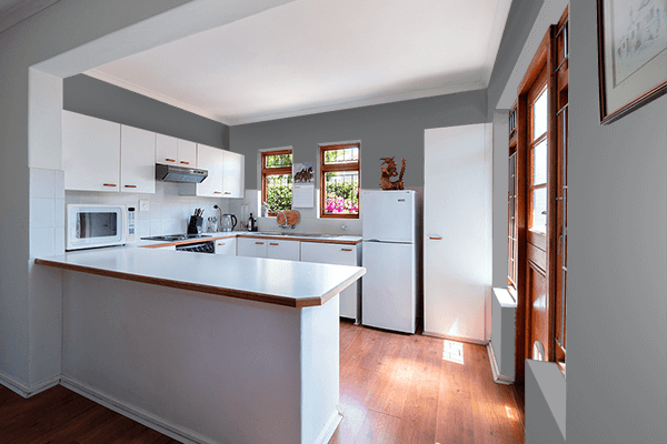 Pretty Photo frame on Corporate Gray color kitchen interior wall color