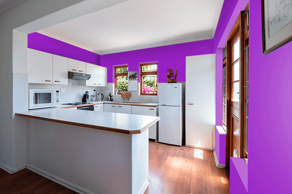 Pretty Photo frame on Perfect Purple color kitchen interior wall color