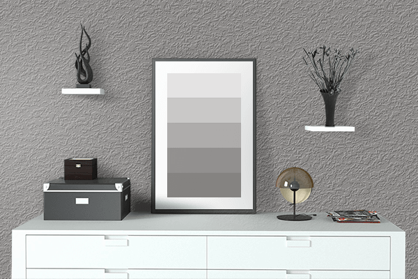 Pretty Photo frame on Simple Gray color drawing room interior textured wall