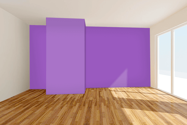Pretty Photo frame on Original Purple color Living room wal color