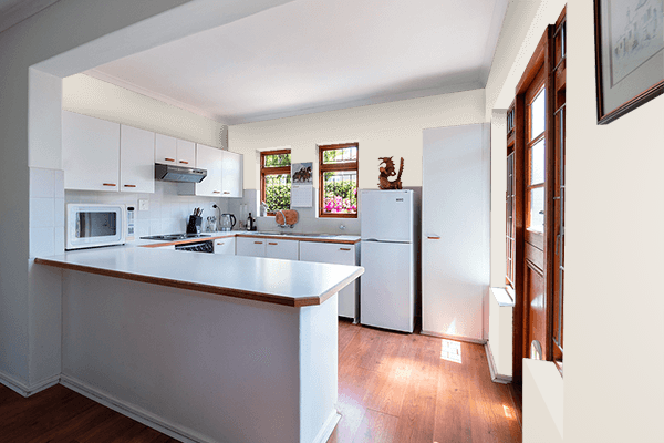 Pretty Photo frame on Apple White color kitchen interior wall color