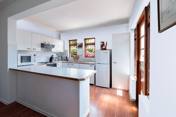 Pretty Photo frame on Bluish White color kitchen interior wall color