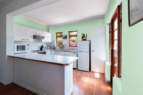 Pretty Photo frame on Balmy Green color kitchen interior wall color