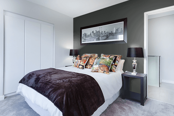 Pretty Photo frame on Ash Black color Bedroom interior wall color