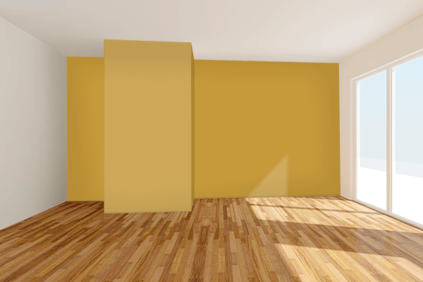 Pretty Photo frame on Original Gold color Living room wal color