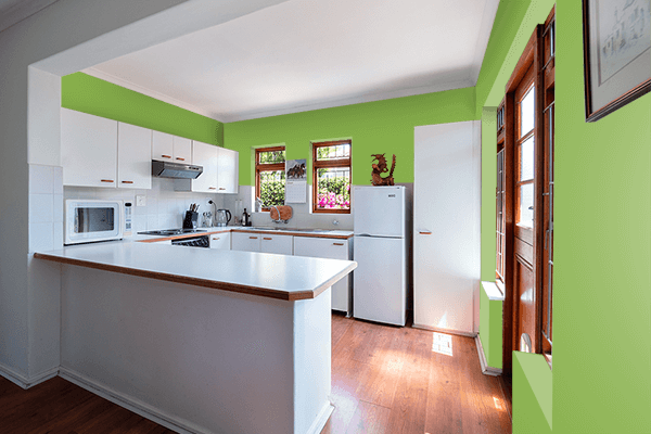 Pretty Photo frame on Greenery color kitchen interior wall color