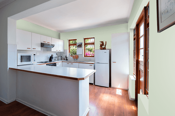 Pretty Photo frame on Almost Aqua color kitchen interior wall color