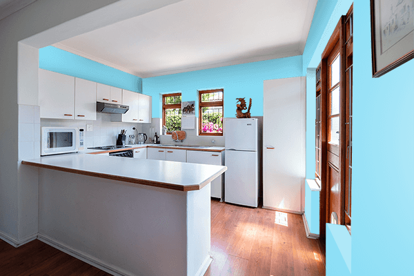 Pretty Photo frame on Heavenly Aqua color kitchen interior wall color