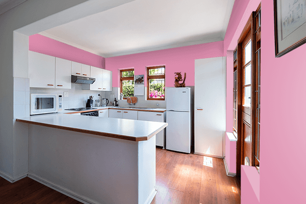 Pretty Photo frame on Sassy Pink color kitchen interior wall color