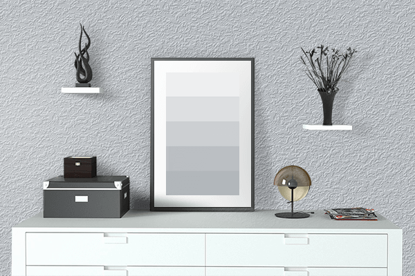 Pretty Photo frame on Satin White color drawing room interior textured wall