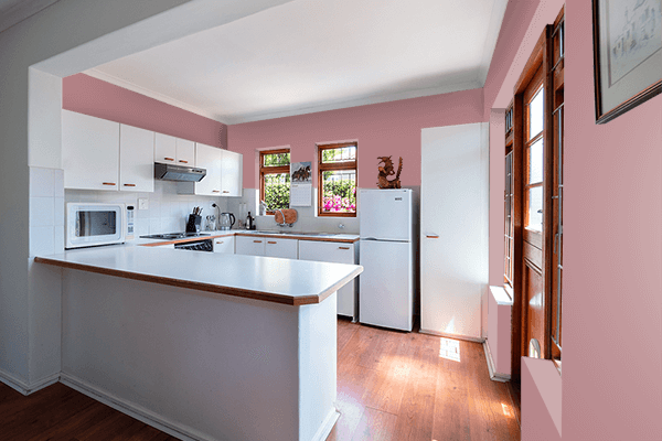 Pretty Photo frame on Retro Pink color kitchen interior wall color