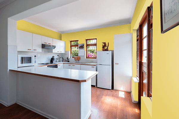 Pretty Photo frame on Sunset Yellow color kitchen interior wall color
