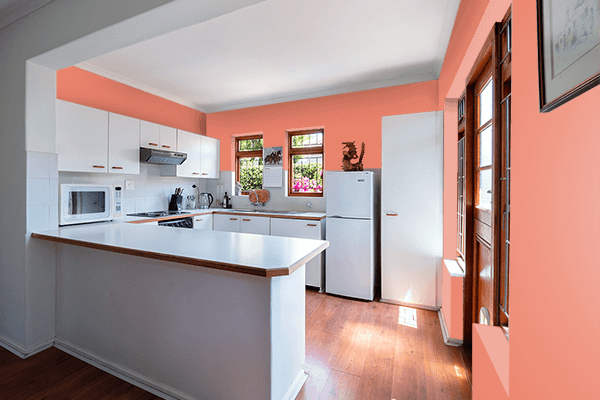 Pretty Photo frame on Coral Senerade color kitchen interior wall color
