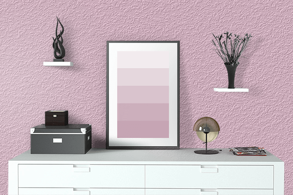 Pretty Photo frame on Cherub Pink color drawing room interior textured wall